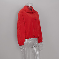 Manteau Trench Chic d'Hiver pour Femme, Manches Longues, Col Montant, Veste Simple Boutonnage, Coupe-Vent Rouge Élégant pour Femme