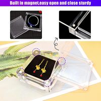 2 boîtes à bijoux en acrylique de petite taille avec couvercle, boîte de présentation transparente pour pierres précieuses, conteneur avec adsorption automatique