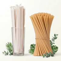 Emballage entièrement personnalisable, pailles à boire en bagasse de canne à sucre biodégradables à 100 %, écologiques, jetables, de luxe, fines de 5 mm