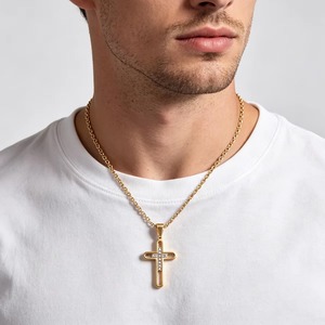 Elegante Collar con Colgante de Cruz de Acero Inoxidable con Incrustaciones de Circonio para Mujeres y Hombres, Joyería Metálica, Amuletos de Fe Cristiana, Cadena, Regalo - Product Image 5