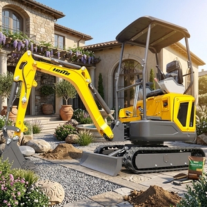 Mini-excavatrice à bras court de 1,6 tonne, 1600 kg, pour les coins étroits, petite excavatrice hydraulique sur chenilles avec certificat CE - Product Image 3