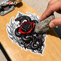 Autocollants personnalisés de crânes gothiques pour motos, autocollants en vinyle découpés à la forme de rose, imperméables et auto-adhésifs, pour skateboard