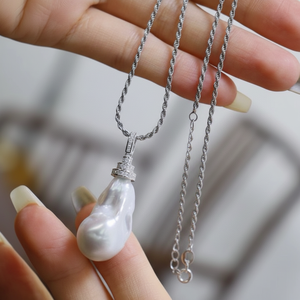 Luxury Jewelry 925 Sterling <b>Silver</b> Vintage <b>Pearl</b> Fashion Statement <b>Necklace</b> for Women - Product Image 1