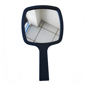 Handheld Skin-friendly Makeup <b>Mirror</b> Single-Sided Plastic Handle Black Frame <b>Square</b> Shape Custom Logo - Product Image 1