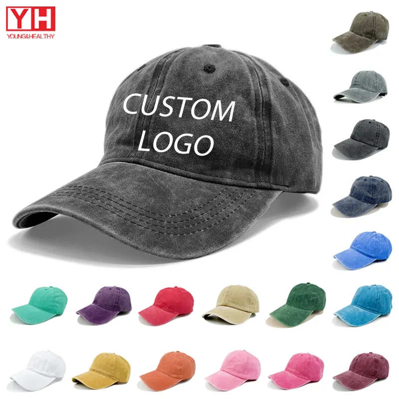 Topi Baseball kustom Logo Vintage polos topi ayah untuk pria kualitas tinggi grosir 100% katun dicuci topi Baseball bordir