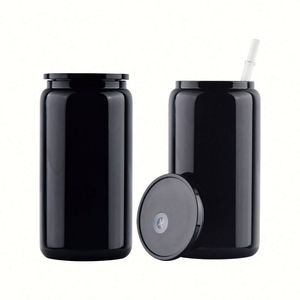 Gobelet de sublimation vierge 16 oz, bouteille en verre noire de 16 oz pour bière et eau, avec couvercle - Product Image 4