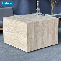 Pierre naturelle Wabi-sabl Style Moderne Grand Cube Carré Beige Travertin Table Basse Table à Thé pour Salon Villa Hôtel Décor