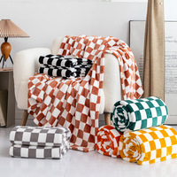 Usine en gros damier Ultra doux flanelle jeter couverture maison canapé couverture de couchage