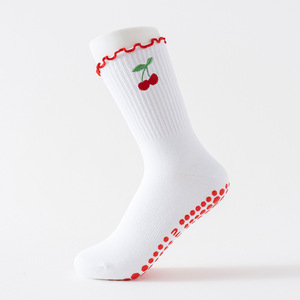 Ankle Anti slip Ruffle Design Embroidery Custom logo Cotton Girls Silicone Ballet <b>Yoga</b> <b>Pilates</b> Grip Socks - Product Image 2