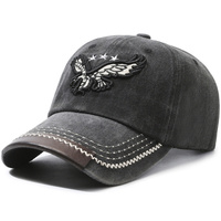 Gorra de Béisbol Vintage Estilo Punk Gótico, Lavada, con Bordado Hip Hop, Visera de Cuero y Mezclilla, Estilo Urbano
