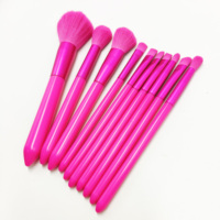 Set Aksesori rias wajah grosir, Set peralatan rias wajah 10 buah warna merah muda/merah muda panas/merah muda Sakura, Set kuas hadiah item untuk anak perempuan