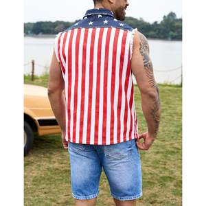 Ensemble Gilet Homme Personnalisé Drapeau Américain Sans Manches en Polyester, Cape, Lunettes de Soleil et Chaussettes Patriotiques pour le 4 Juillet et la Fête de l'Indépendance - Product Image 5