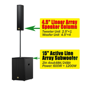 전문가용 15인치 F4.8+FX15 자가전원 라인 어레이 오디오 시스템 고품질 휴대용 900W 음향 장비 - Product Image 2