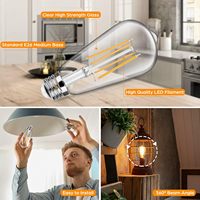 Ampoule LED à filament Edison vintage ST64 7W 1400LM haute luminosité, équivalent 100W, blanc chaud 2700K, E26 E27