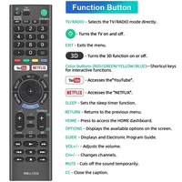 Nouvelle télécommande de remplacement RM-L1351 RM-L1675 RM-L1690 RM-L1370 compatible avec les téléviseurs intelligents Sony