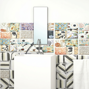 Azulejos de Cerámica Modernos y Coloridos de 300x300 para Interiores de Baños, con Patrón Floral Decorativo Piazza Olympia, para Uso en Villas - Product Image 1