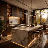 Lemari Dapur Pulau Modern Modular Kayu RTA Tahan Air Ramah Lingkungan Soft Close Grosir Langsung dari Pabrik