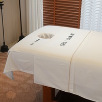 Ensemble de 3 housses de table de massage blanches personnalisées de couleur unie pour salon de beauté