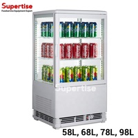 Équipement de cuisine de restaurant, mini réfrigérateur, petit réfrigérateur commercial pour bar, vitrine de boissons, comptoir, refroidisseur à 4 côtés en verre pour boissons froides