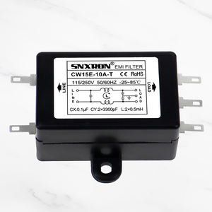 Filtre EMI SNXRON monophasé AC 250V 1-10A, boîtier nickelé noir, pattes de soudure à languette, CW15E-T - Product Image 3