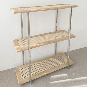 مطعم الأسرة ، فندق الفولاذ المقاوم للصدأ الروطان الجرف رف الكتب تخزين الرف - Product Image 4