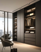 Système de dressing de luxe en bois massif, armoire sur mesure, service de conception gratuit pour villa
