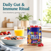 Gommes probiotiques pour enfants, soutien digestif et immunitaire, 5 milliards d'UFC, 60 unités, saveur fraise