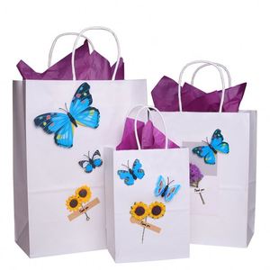 Fashion Reusable Gift Paper <b>Bag</b> Kraft Paper Gift Packaging Flexo Printing Recyclable Hand Length Handle Accept - Product Image 2