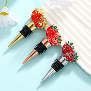 Strawberry <b>Wine</b> Bottle Stopper Gold Silver Rose Gold Zinc Alloy Sealing For <b>Wine</b> Preservation And Party Gifts - Product Image 1