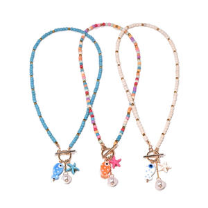 Collar Bohemio para Mujer, Estilo <span class=keywords><strong>Funky</strong></span>, con Diseño de Peces y Estrellas de Mar, Joyería Boho - Product Image 4