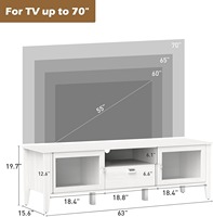 Ensemble de meuble TV et table basse en bois blanc moderne avec portes en verre pour salon et salle à manger