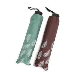 New Design Black Coating Two-Side Print UV Sun Protection Manual Open Folded Umbrellas Very Compact