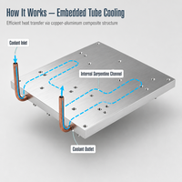 Plaque de refroidissement liquide en aluminium sur mesure avec tube en cuivre à emboîtement par compression pour le refroidissement des modules de puissance IGBT de chargeurs de véhicules électriques et de lasers