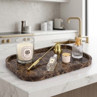 Plateau rectangulaire en marbre luxueux avec coins arrondis - Pierre naturelle certifiée FDA/LFGB, vente en gros pour la décoration intérieure et les articles de cuisine