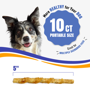 Fábrica personalizada 5 "carne de alto contenido en proteínas pollo cuero crudo crujiente palo envuelto perro golosinas para digestión sensible y Limpieza de dientes - Product Image 3