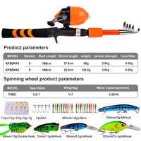 Ensemble de cannes à pêche en fibre de verre pour débutants, mini canne télescopique pour la pêche à la ligne, combo de cannes courtes pour la pêche en mer