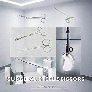 Juego de tijeras quirúrgicas para vendajes, acero inoxidable, punta roma, instrumento manual para el cuidado de heridas, reutilizable, certificado CE ISO - Product Image 2