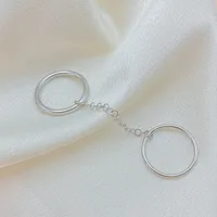 eManco – Bague double anneau géométrique nordique élégante en acier inoxydable couleur argent pour femme – Accessoire essentiel pour le streetwear décontracté