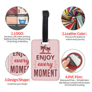 ป้ายติดกระเป๋าเดินทางหนัง PU นิ่ม พิมพ์โลโก้ตามสั่ง ขายส่ง ป้ายติดกระเป๋าเดินทางแบบพกพา ป้ายติดกระเป๋าขึ้นเครื่อง ป้ายติดกระเป๋าเดินทางแบบมีช่องใส่ - Product Image 5