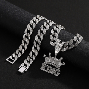 Vòng cổ dây chuyền Hip Hop mạ vàng bạc 18K, hợp kim, kiểu vương miện, dành cho nam nữ, kích thước 18, 20, 22, <span class=keywords><strong>24</strong></span> <span class=keywords><strong>inch</strong></span>, bán buôn từ xưởng. - Product Image 4