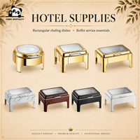 Restaurant- und Hotelbedarf Chafing Dish Buffet-Set Gold Edelstahl Luxus Hydraulischer Glasdeckel Speisenwärmer