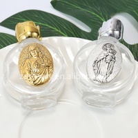 Bouteille en verre gaufré or argent plaqué métal chrétien catholique jésus vierge marie michel benoît bouteilles en verre d'eau bénite
