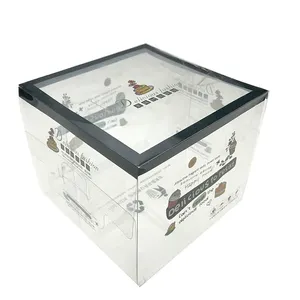 Wholesale Square Transparent PET Acetate Plastic Clear Cake Box Container