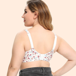 Reggiseno in Cotone Stampato da Donna, Reggiseno Grande con Ferretto, Sujetador Floreale a Copertura Totale, Soutien-gorge Grande Taille Ultra Sottile, Reggiseno Taglie Forti - Product Image 4