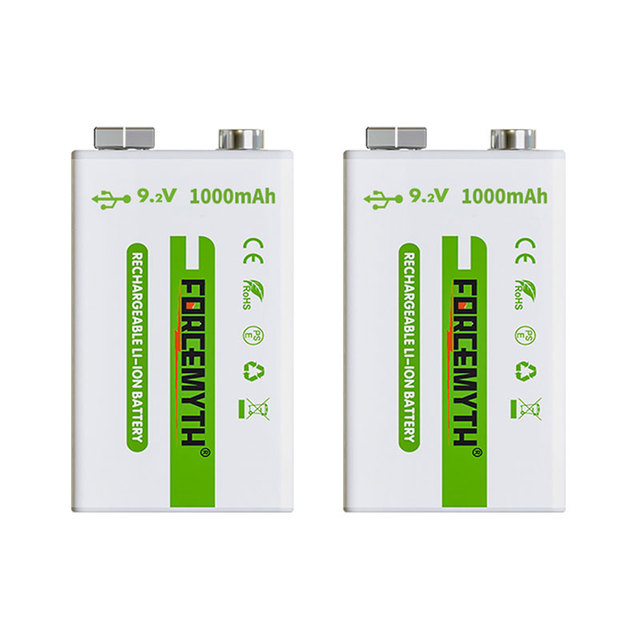 Forcemyth Type C 9v Lithium Ion Battery 1000mah 6f22 9v Rechargeable Battery Usb C Li Ion Battery 9v Charger for Microphone