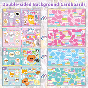 Autocollants 3D gonflés personnalisés chats et chiens de dessin animé avec impression UV, 4 feuilles différentes pour scrapbooking enfant en gros - Product Image 5