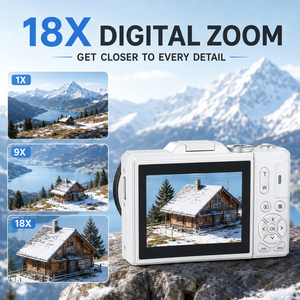<span class=keywords><strong>Appareil</strong></span> <span class=keywords><strong>photo</strong></span> numérique avec capteur CMOS 75MP 4K, zoom optique 12x, double objectif télescopique, WiFi, autofocus, écran 2-3 pouces, image électronique - Product Image 4