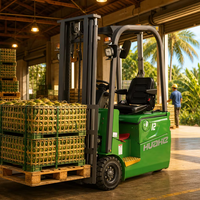Chariot élévateur électrique contrepoids 1200 kg avec batterie au lithium, cabine conducteur, pour logistique intérieure et manutention de palettes