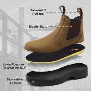 Botas de Seguridad de Venta Caliente para Hombre con Puntera de Composite, Antigolpes, sin Cordones, Marrones, de Cuero para el Trabajo - Product Image 3