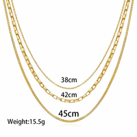 Collar de Cadena de Tres Capas Novirassine de Acero Inoxidable Chapado en Oro, Joyería Minimalista de Alta Calidad a Prueba de Agua para Mujer